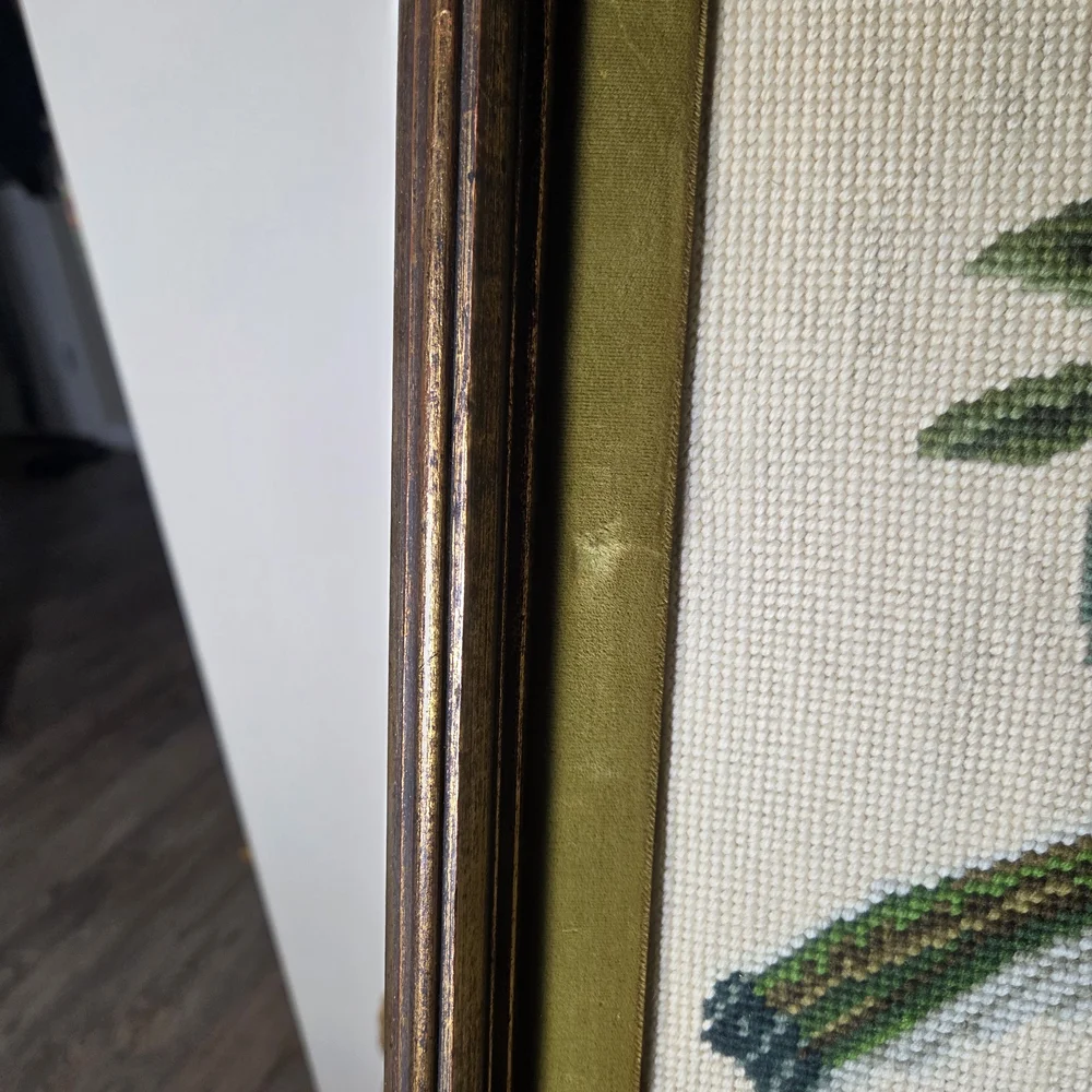 Framed Bird Embroidery Art in Brown and Green - Picture 4 of 10